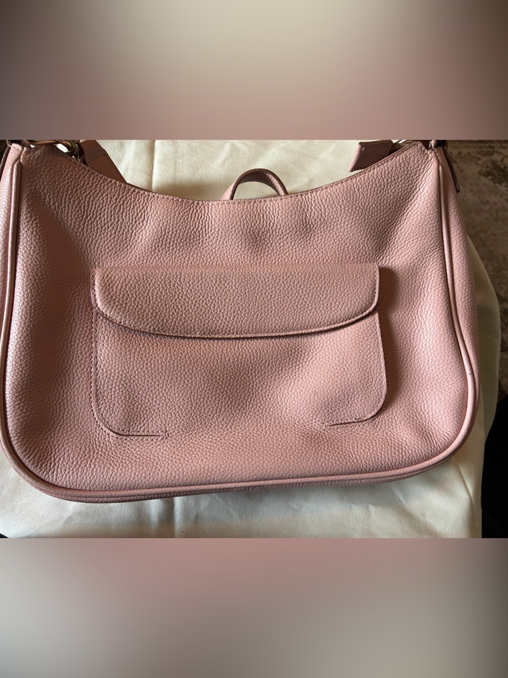 Stylish Blush Pink Pebbled Leather Shoulder Bag